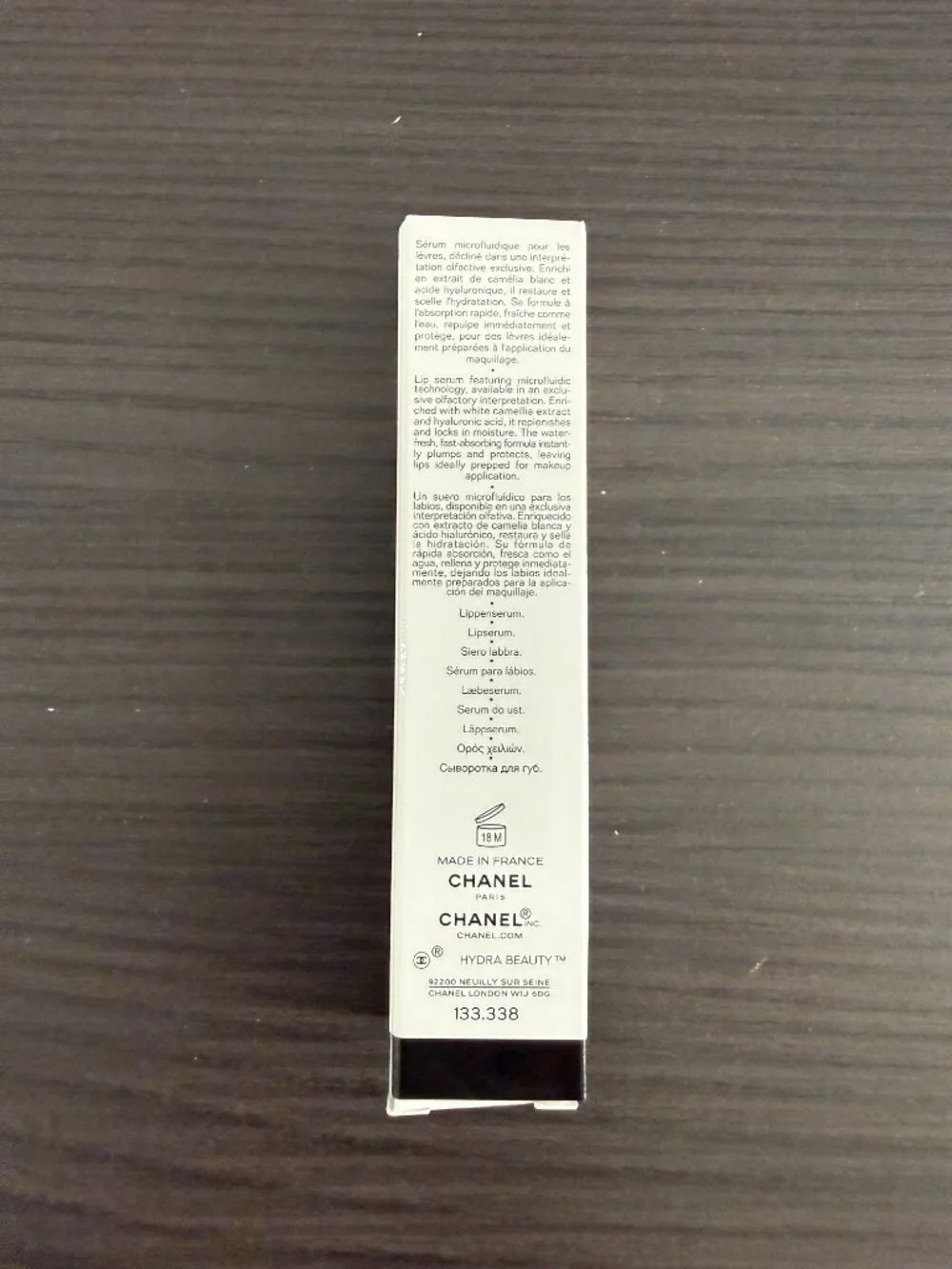 Chanel Hydra Beauty Micro Sérum Lèvres intense hydrating replenishing lip serum.
